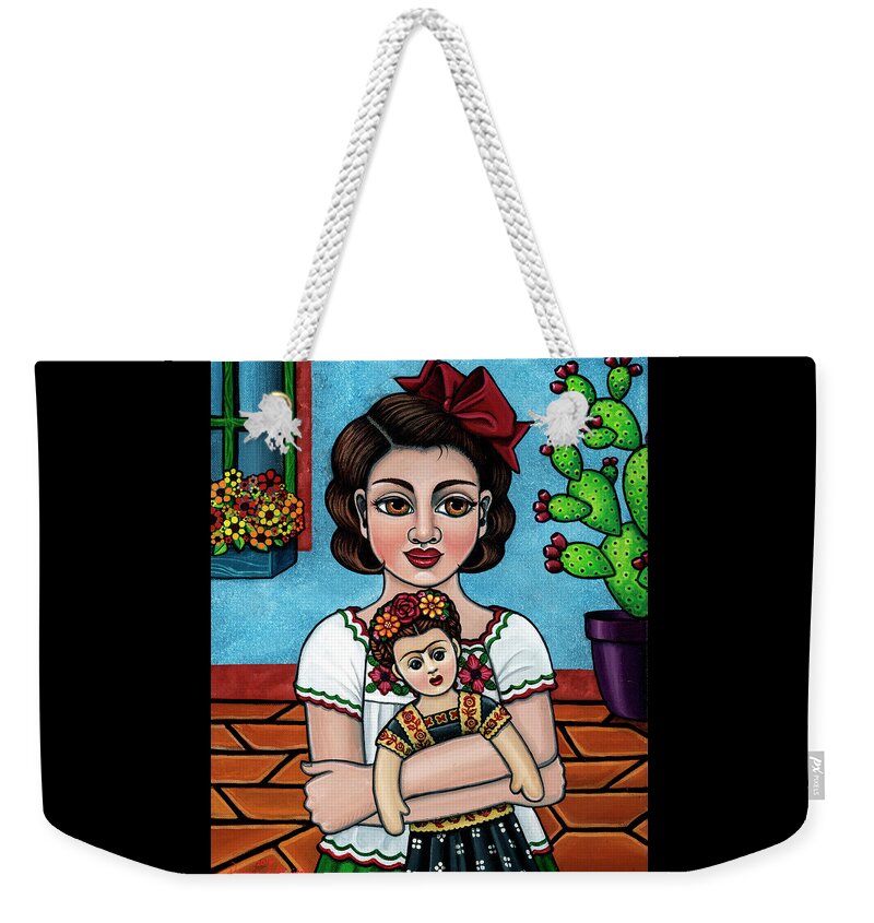 Hispanic Art Weekender Tote Bag featuring the painting The Blue House by Victoria De Almeida