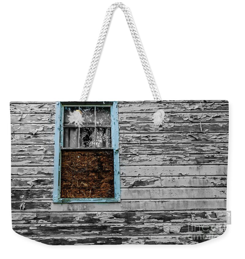 House Weekender Tote Bag featuring the photograph The Blue Window by Metaphor Photo