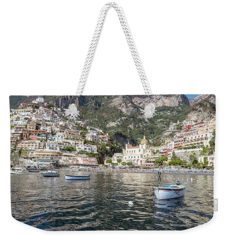 Europe Weekender Tote Bag featuring the photograph The Boats of Positano by Matt Swinden