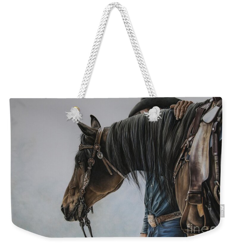 Cowboy Weekender Tote Bag featuring the pastel The Bond by Joni Beinborn