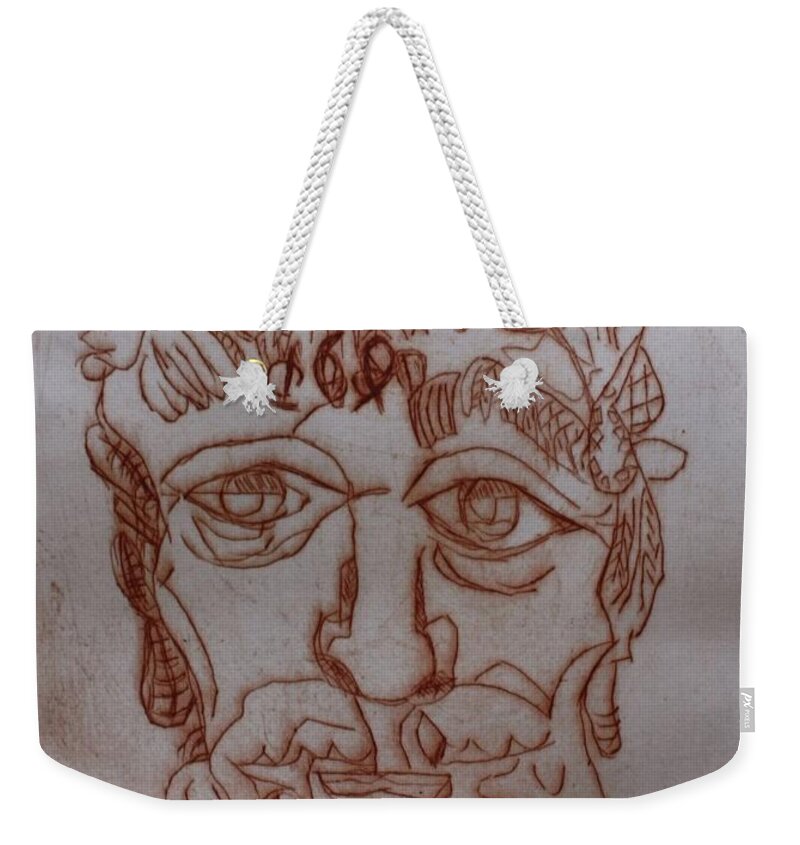 River Weekender Tote Bag featuring the drawing The Boyne by Roger Cummiskey