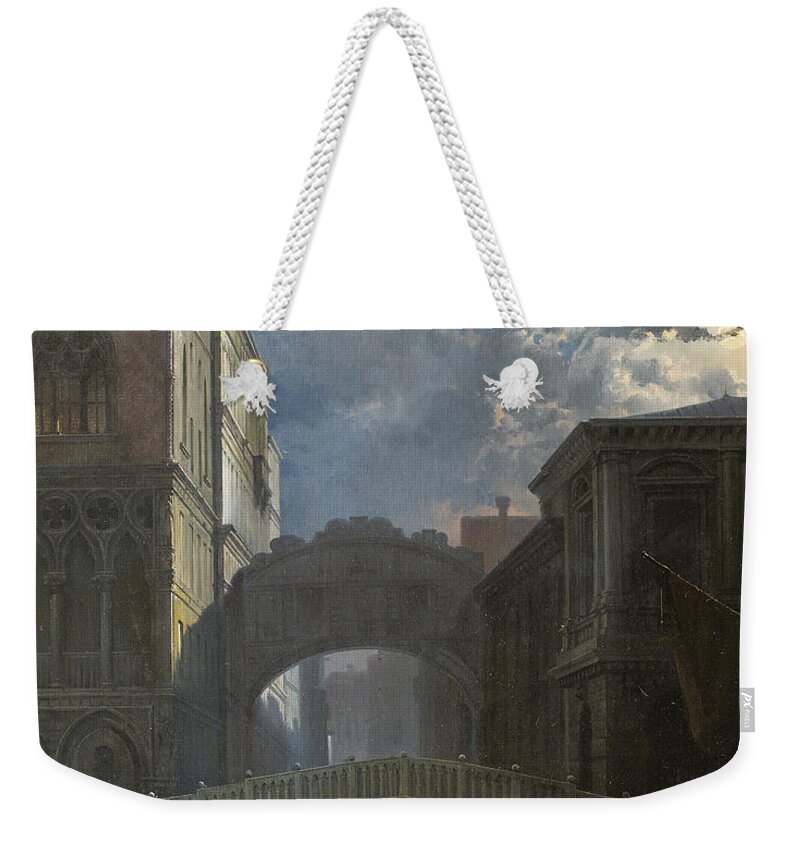 Friedrich Nerly Weekender Tote Bag featuring the painting The Bridge of Sighs. Venice by Friedrich Nerly