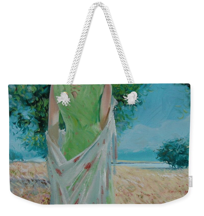 Oil Weekender Tote Bag featuring the painting The bright day by Sergey Ignatenko