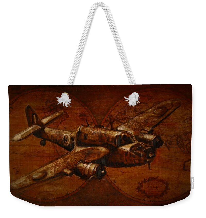 Plane Weekender Tote Bag featuring the painting The Bristol Beaufort I by Jean Cormier