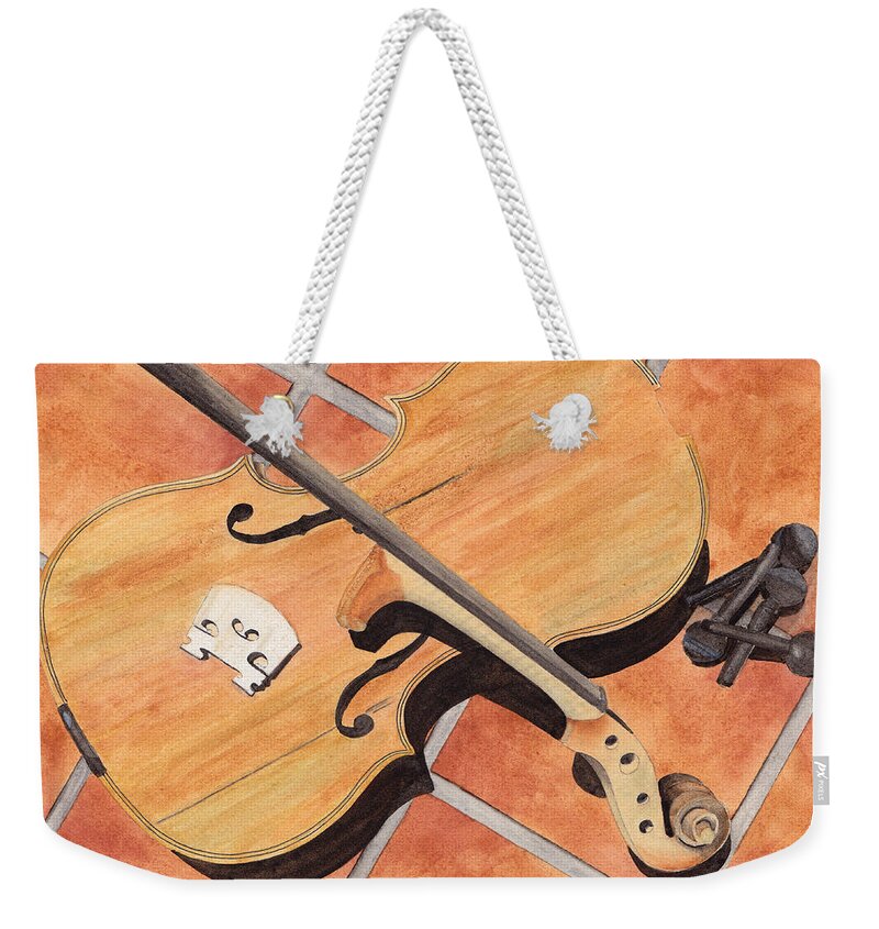 Violin Weekender Tote Bag featuring the painting The Broken Violin by Ken Powers