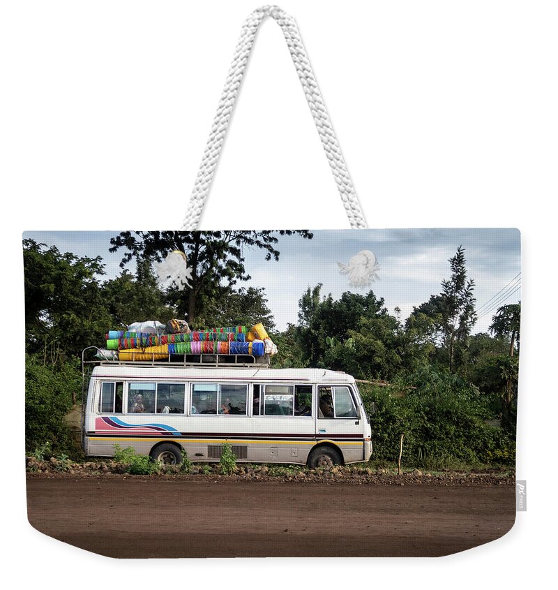 Africa Weekender Tote Bag featuring the photograph The Bus of Buckets by Mary Lee Dereske