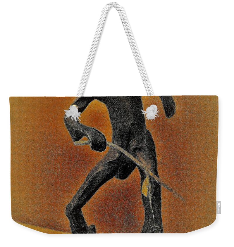 Art Weekender Tote Bag featuring the mixed media The Cane Man. by Funmi Adeshina