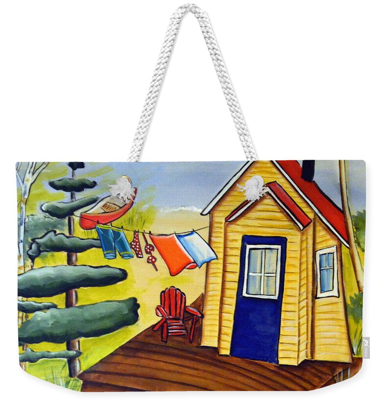 Abstract Weekender Tote Bag featuring the painting The Canoe by Heather Lovat-Fraser