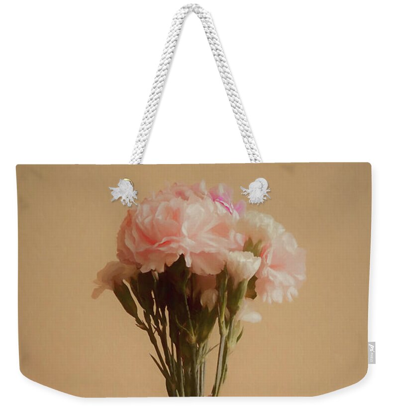 Flower Weekender Tote Bag featuring the digital art The Carnations by Ernest Echols
