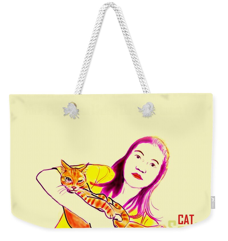 Cat Weekender Tote Bag featuring the painting The CAT Human by Sukalya Chearanantana