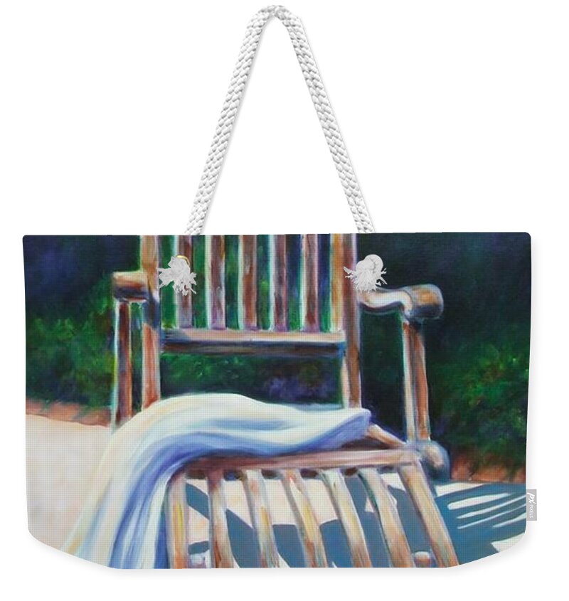 Deck Weekender Tote Bag featuring the painting The Chair by Shannon Grissom