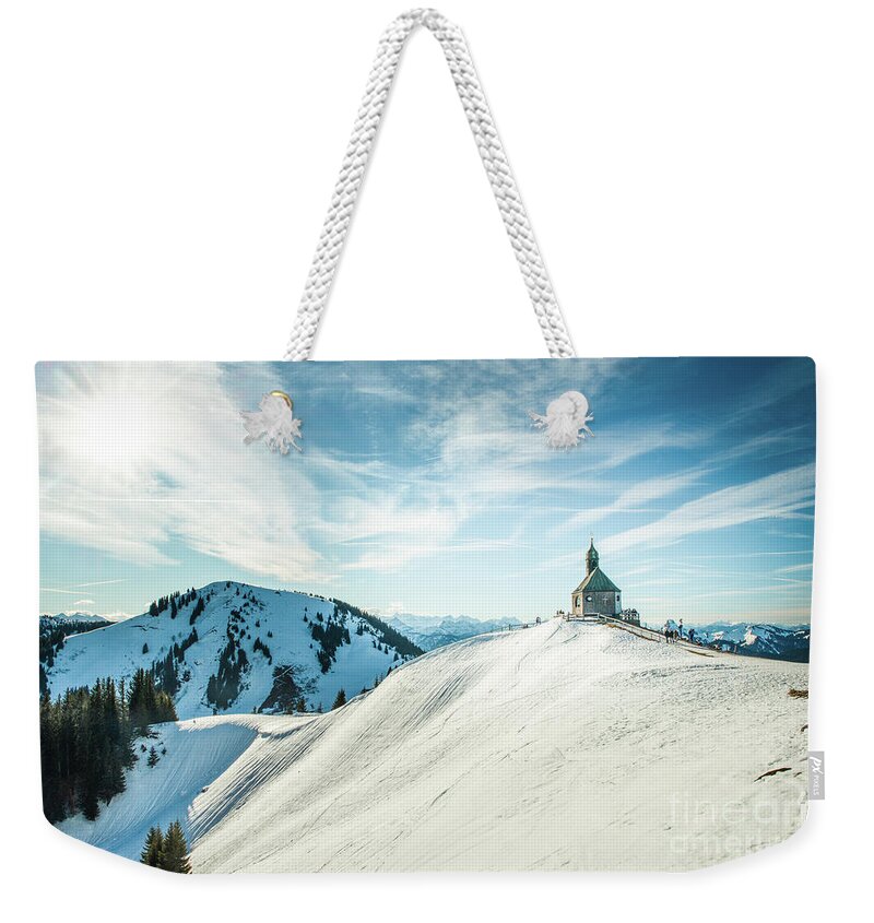 Wallberg Weekender Tote Bag featuring the photograph The chapel in the alps by Hannes Cmarits