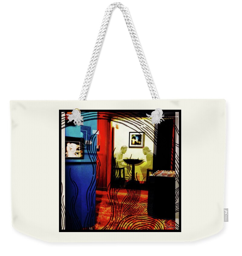 Chess Weekender Tote Bag featuring the photograph The Chess Players by Peggy Dietz