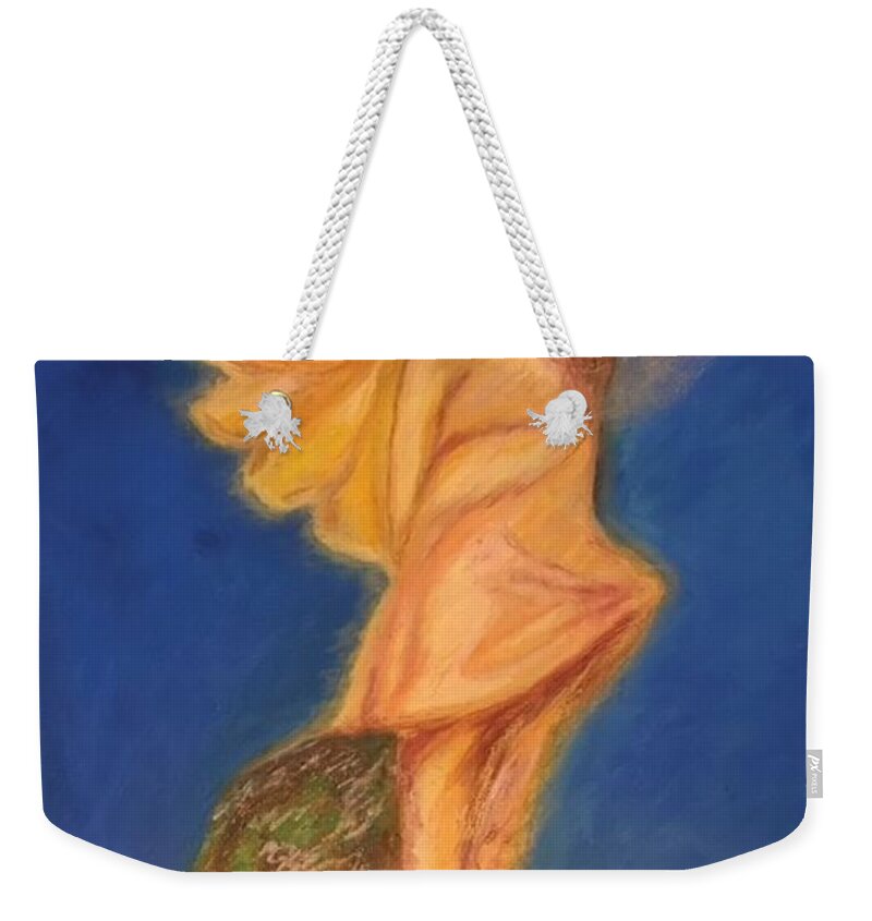 The Child Angel Weekender Tote Bag featuring the painting The Child Angel by Therese Legere