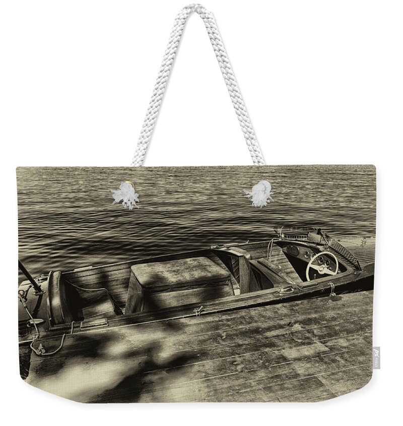 1958 Chris-craft Continental Weekender Tote Bag featuring the photograph The Classic 1958 chris craft by David Patterson