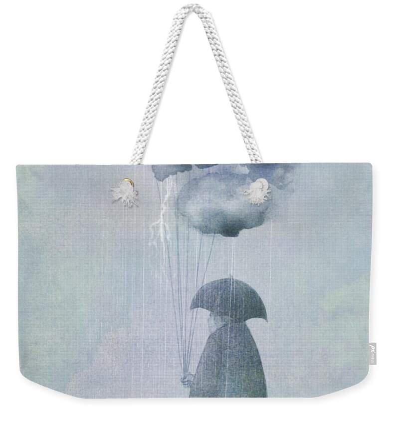 Clouds Weekender Tote Bag featuring the painting The Cloud Seller by Eric Fan