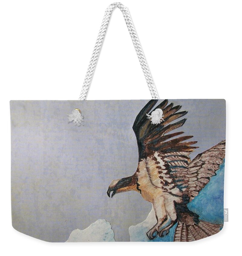 Birds Weekender Tote Bag featuring the painting The Cloud Surfer by Patricia Arroyo