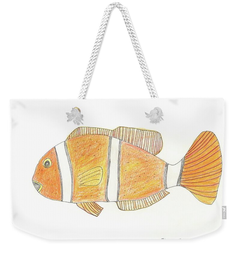 Ocean Weekender Tote Bag featuring the painting The Clown Fish by Helen Holden-Gladsky