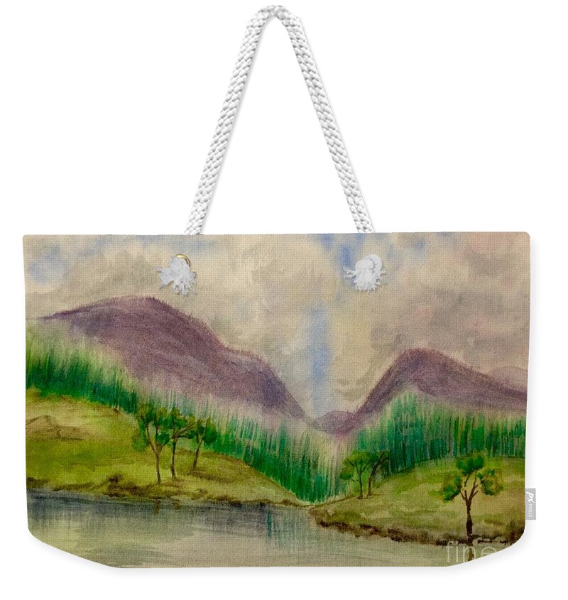Isle Of Skye Weekender Tote Bag featuring the painting The Coast of Skye by Joan-Violet Stretch
