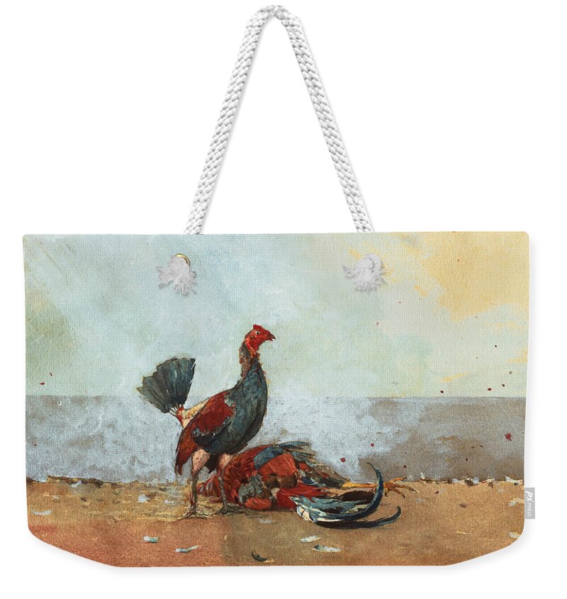 19th Century American Painters Weekender Tote Bag featuring the painting The Cock Fight by Winslow Homer