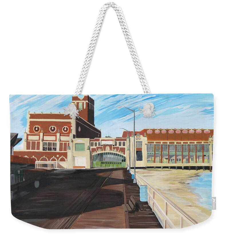 Asbury Art Weekender Tote Bag featuring the painting The Convention Hall Asbury Park by Patricia Arroyo