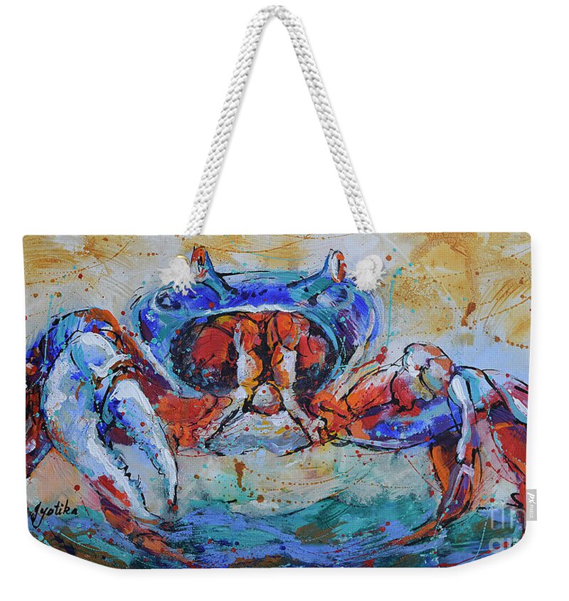 Crab Weekender Tote Bag featuring the painting The Crab by Jyotika Shroff