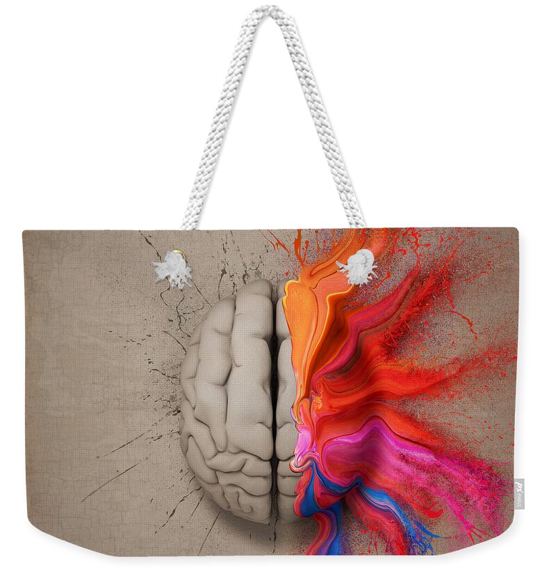 Brain Weekender Tote Bag featuring the digital art The Creative Brain by Johan Swanepoel