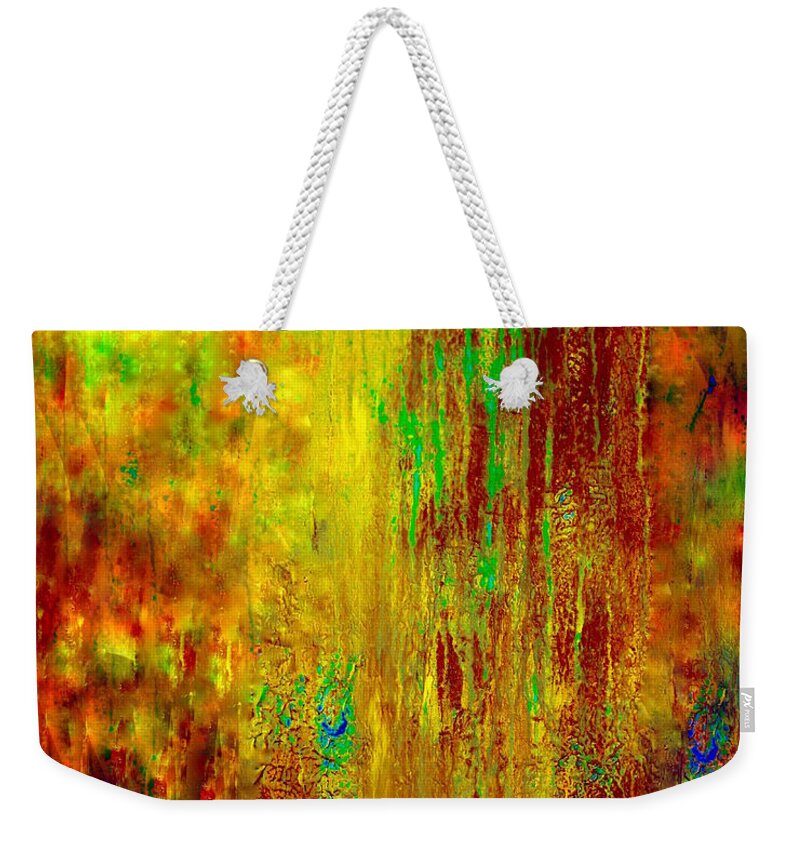 Painting-abstract Acrylic Weekender Tote Bag featuring the painting The Creator Beckoning The Created by Catalina Walker