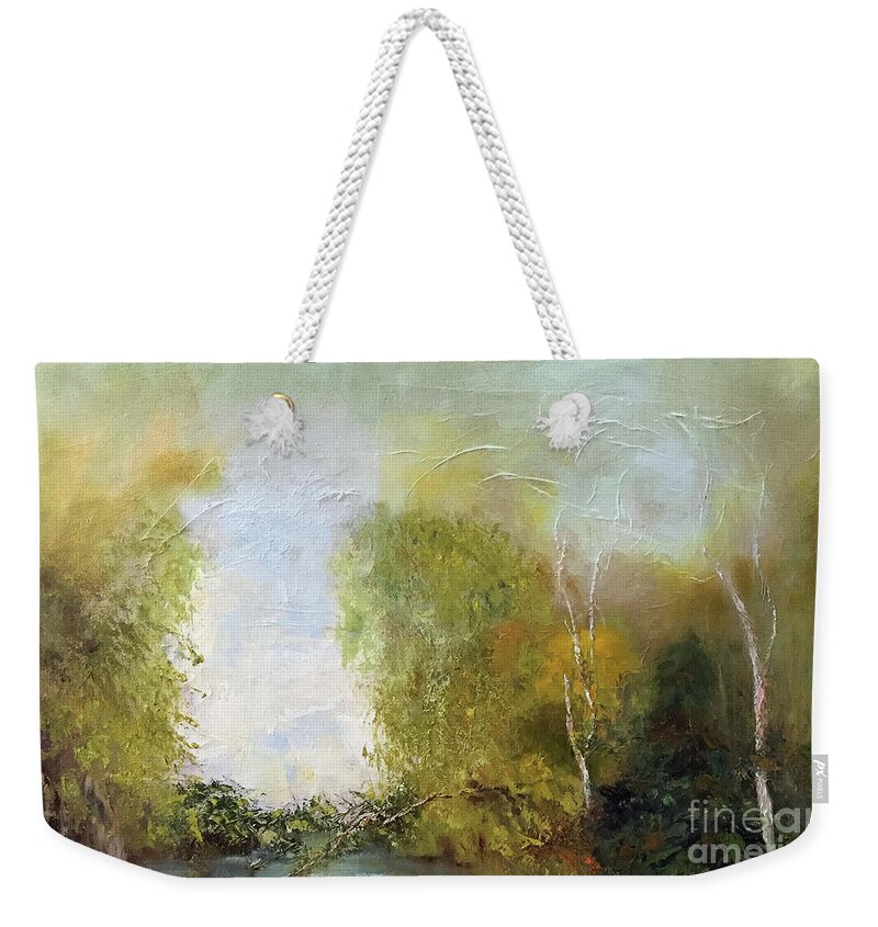 Landscape Weekender Tote Bag featuring the painting The Creek by Marlene Book