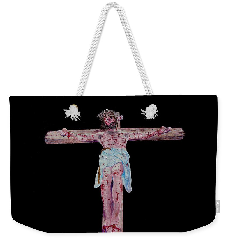 Crucifixion Weekender Tote Bag featuring the painting The Crucifixion by Stan Hamilton