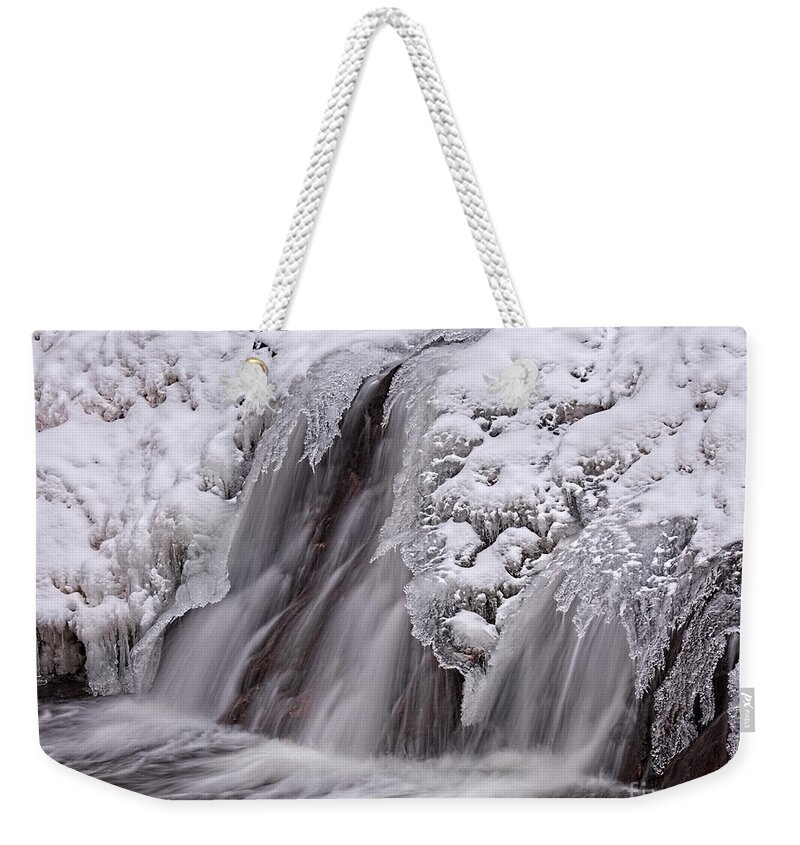 Frozen Waterfall Weekender Tote Bag featuring the photograph The Crystal Falls by Jim Garrison