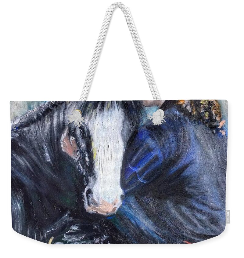 Horse Weekender Tote Bag featuring the painting The Cuddle by Abbie Shores