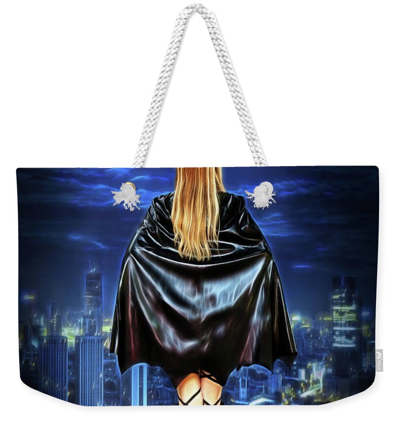 Bat Woman Weekender Tote Bag featuring the photograph The Dark Defender by Jon Volden