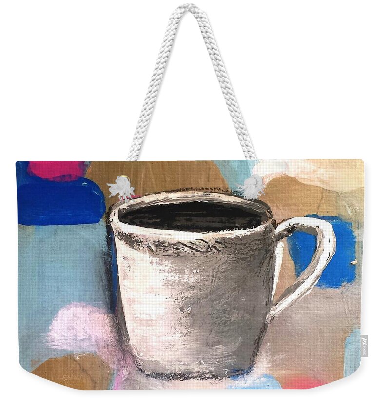 Abstract Weekender Tote Bag featuring the painting The Day Begins After Coffee by Vesna Antic
