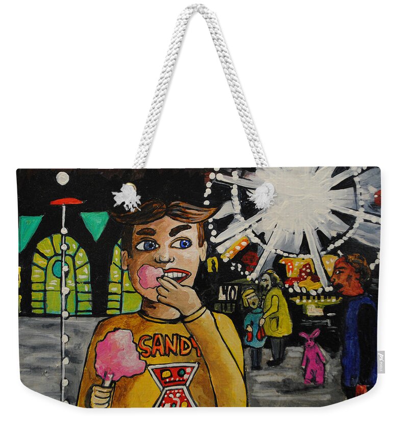Asbury Park Weekender Tote Bag featuring the painting The Day They Turned into Zombies by Patricia Arroyo
