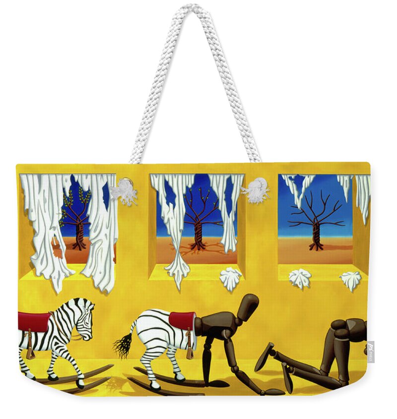 Yellow Room Weekender Tote Bag featuring the painting The Death of Innocence by Paxton Mobley