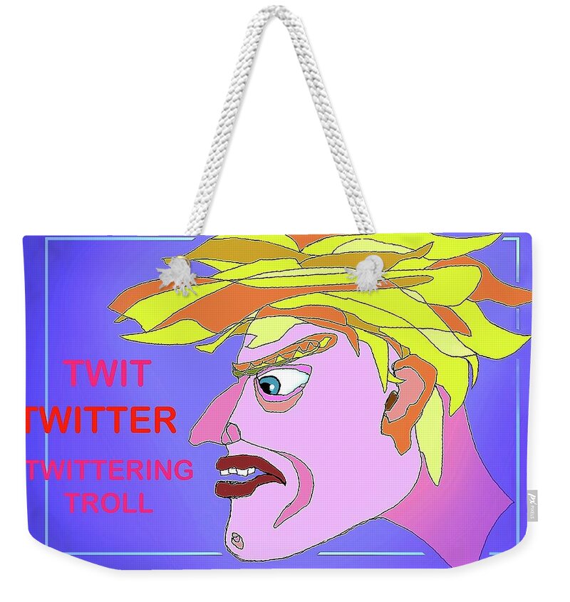 Troll Weekender Tote Bag featuring the drawing A Troll Named Donald by Hartmut Jager