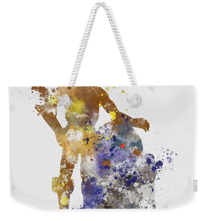 Star Wars Weekender Tote Bag featuring the mixed media The Droids by My Inspiration