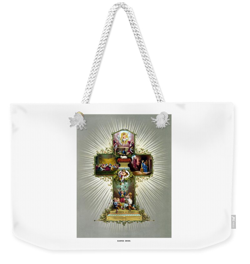Jesus Weekender Tote Bag featuring the painting The Easter Cross by War Is Hell Store