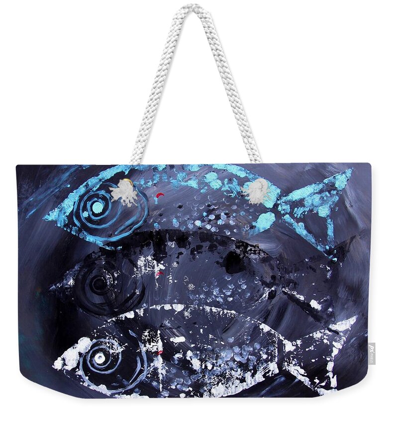 Fish Weekender Tote Bag featuring the painting The End of This is Near by J Vincent Scarpace