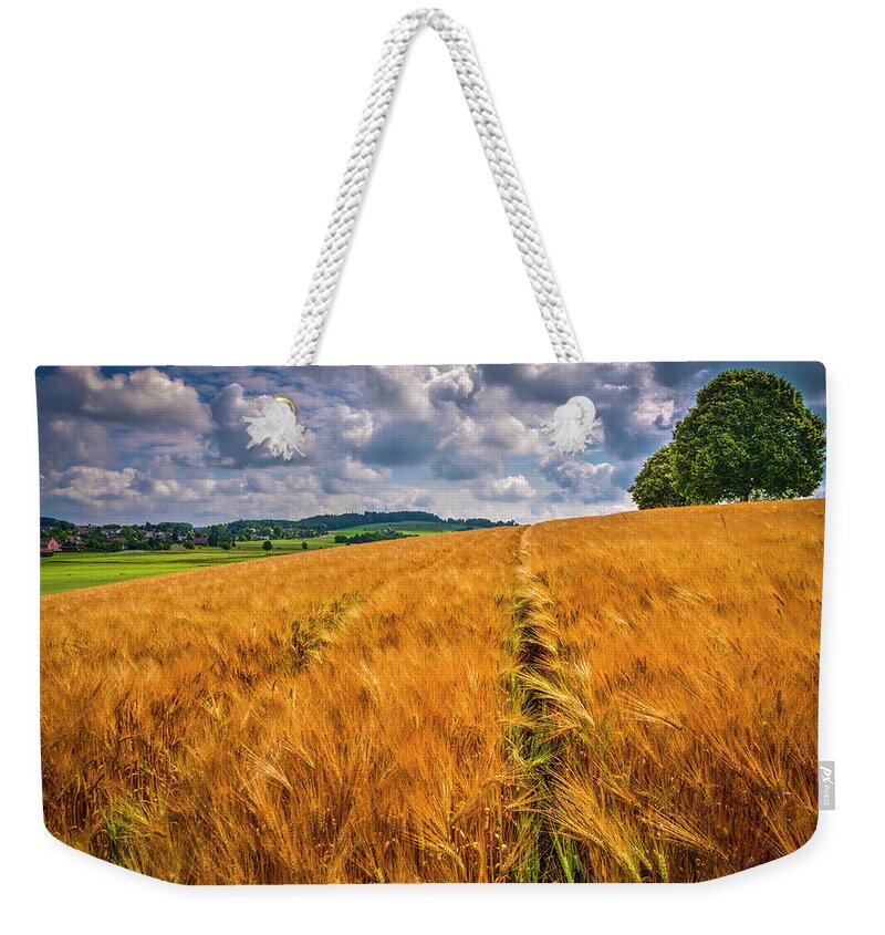 Barns Weekender Tote Bag featuring the photograph The Evening is Golden by Debra and Dave Vanderlaan