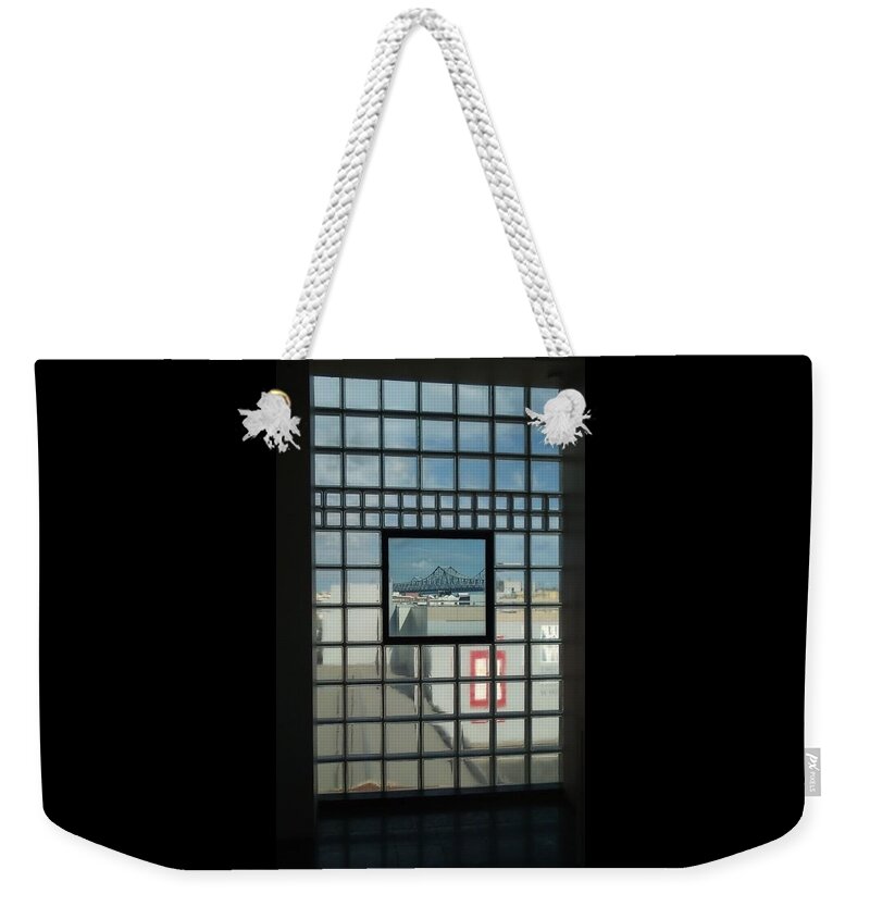 Nola Weekender Tote Bag featuring the photograph The Exhibit Framed Crescent City Connection by Michael Hoard