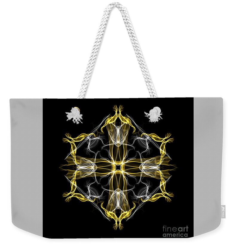 Faces Weekender Tote Bag featuring the digital art The Faces Reflect by Joy Watson