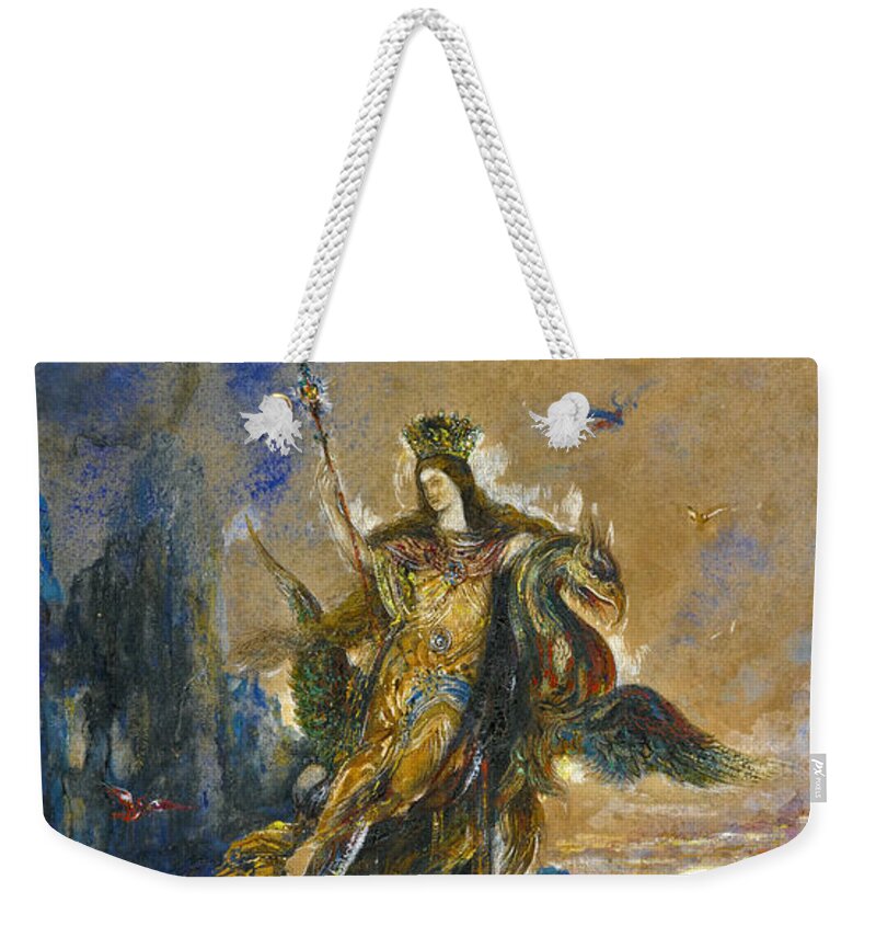 Gustave Moreau Weekender Tote Bag featuring the drawing The Fairy by Gustave Moreau