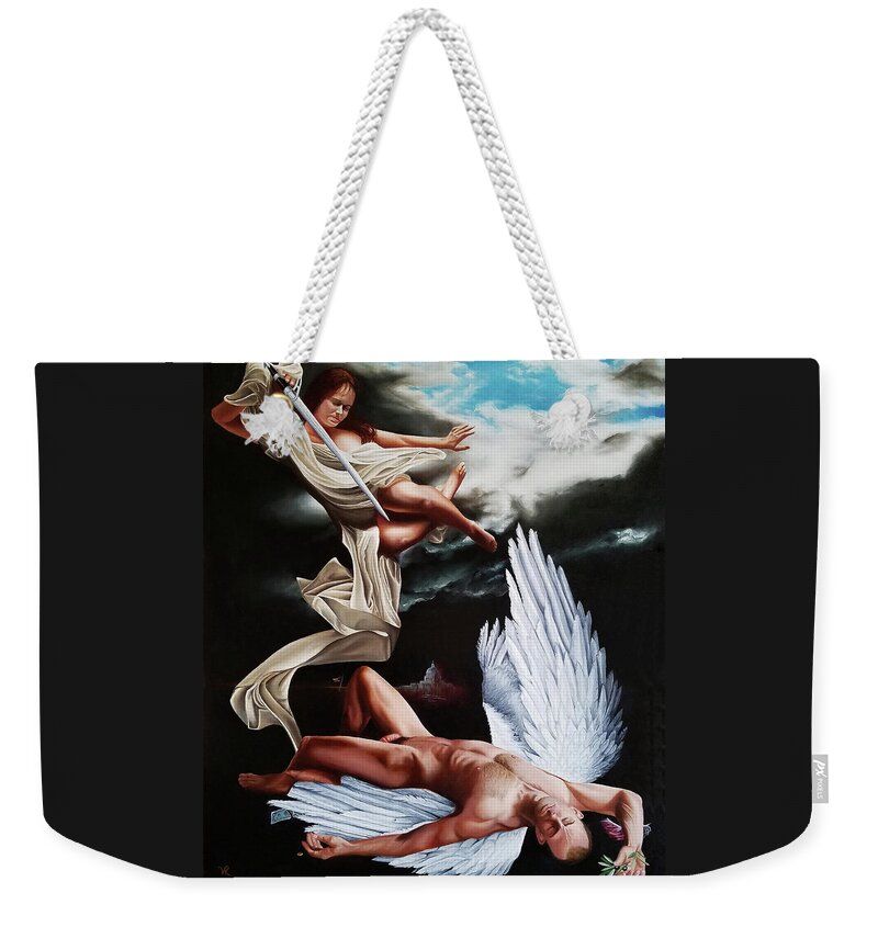 Angels Weekender Tote Bag featuring the painting The Fallen by Vic Ritchey