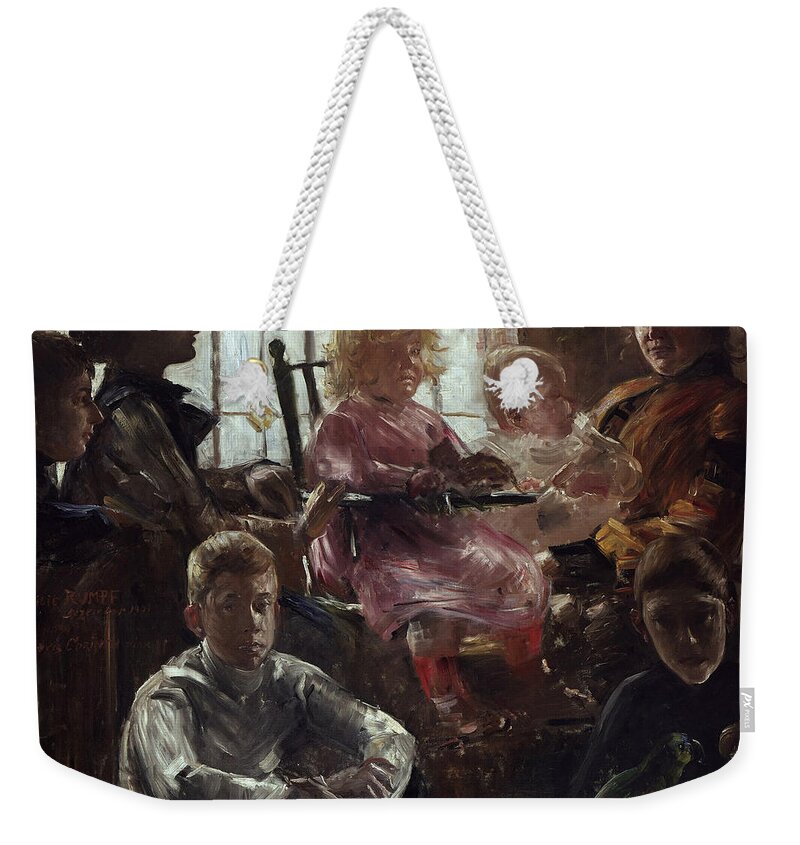 Lovis Corinth Weekender Tote Bag featuring the painting The Family of the Painter Fritz Rumpf by Lovis Corinth