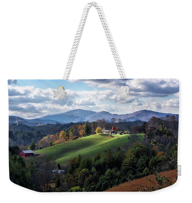 Farm In The Mountains Weekender Tote Bag featuring the photograph The Farm On The Hill by Louise Lindsay