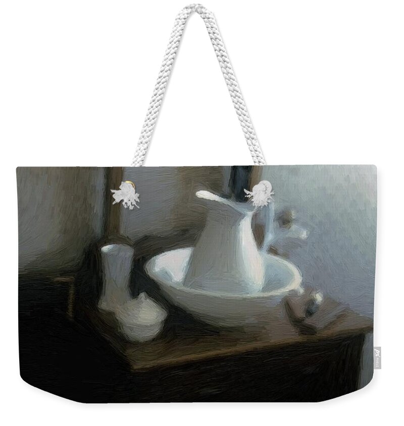 Bedroom Weekender Tote Bag featuring the painting The Farmer's Bedroom by RC DeWinter