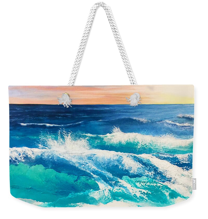 Ocean Weekender Tote Bag featuring the painting The Farthest Oceans by Linda Bailey