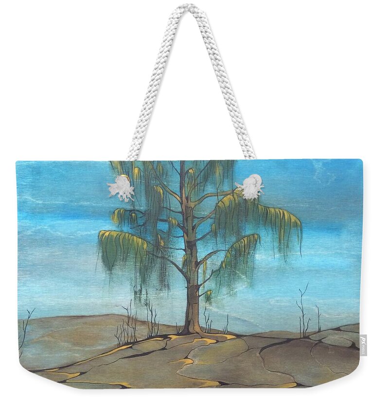 Tree Weekender Tote Bag featuring the painting The Feather tree by Pat Purdy